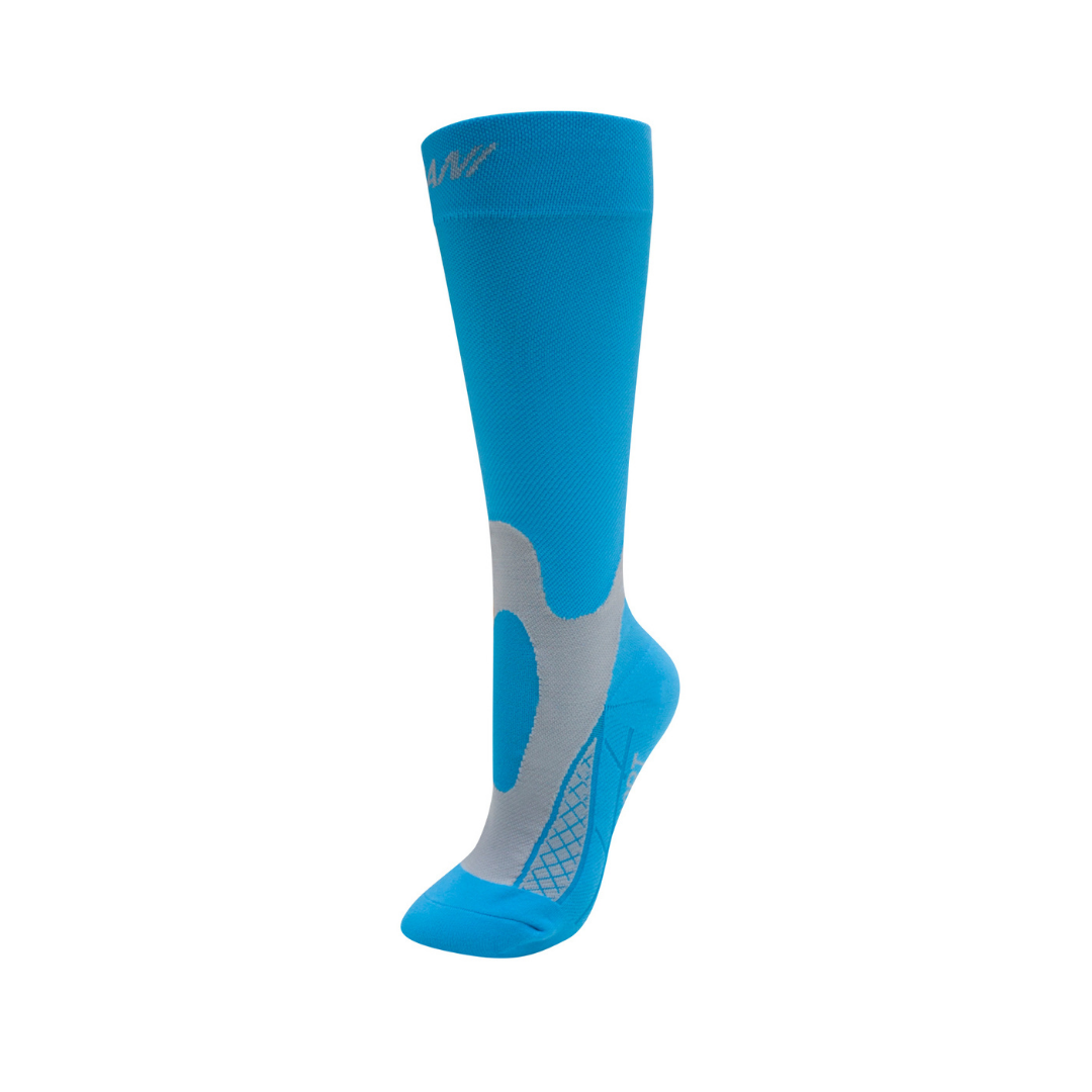 MARIOS  Mesh knee socks light blue tartan print