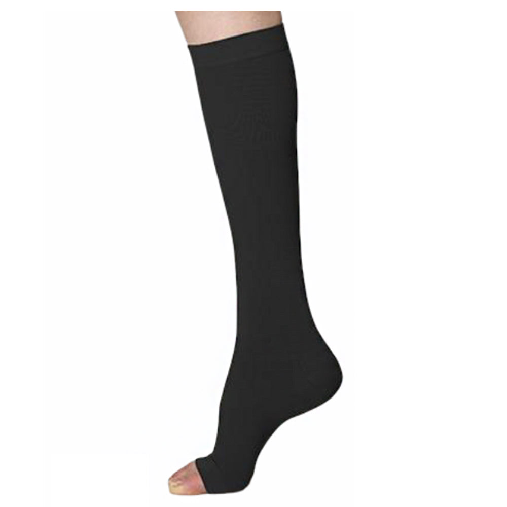 Soft Opaque, Calf High Compression Stockings, Open Toe